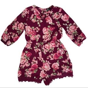 Pink Violet Girls Boho Floral Romper SZ 6/6x